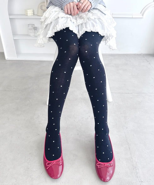 ドット柄ニットタイツ | LO6254011 | ブラック