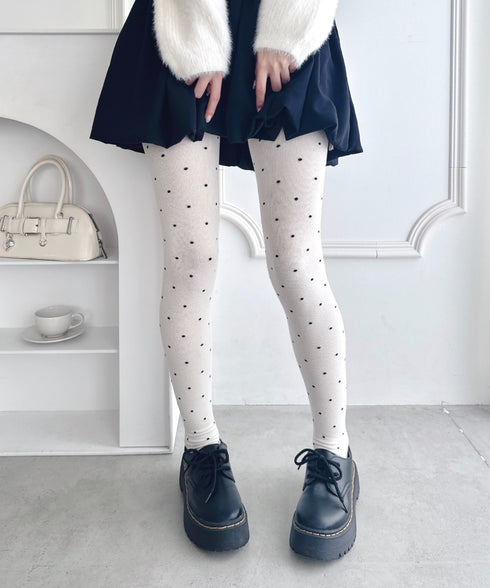 ドット柄ニットタイツ | LO6254011 | オフホワイト