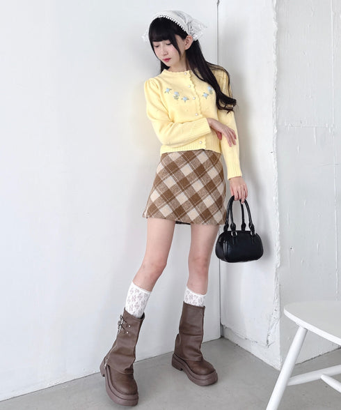 ローズ刺繍ニットカーディガン | LO2256058 | イエロー