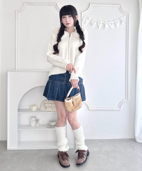 ボリュームファーダブルジップニットフーディ | LO2254012 | オフホワイト