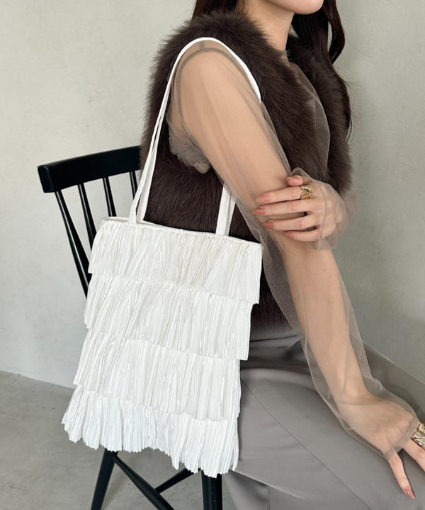 パーティーサブバッグ4段フリルパーティートートバッグ 結婚式/二次会/サブトート | MD1256015 | ホワイト