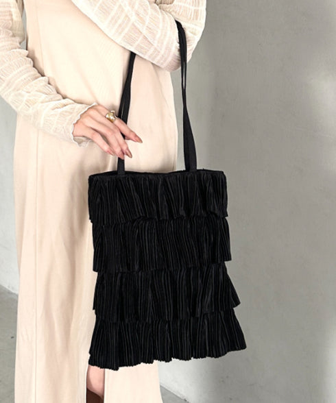 パーティーサブバッグ4段フリルパーティートートバッグ 結婚式/二次会/サブトート | MD1256015 | ブラック