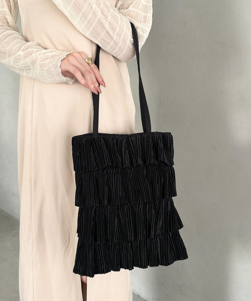 パーティーサブバッグ4段フリルパーティートートバッグ 結婚式/二次会/サブトート | MD1256015 | ブラック