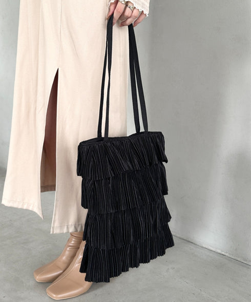 パーティーサブバッグ4段フリルパーティートートバッグ 結婚式/二次会/サブトート | MD1256015 | ブラック