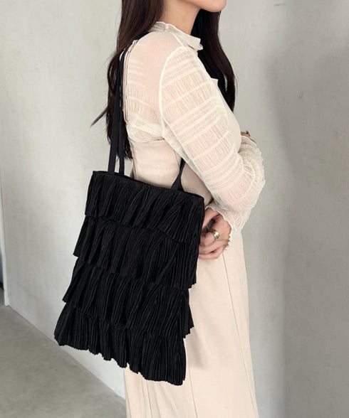 パーティーサブバッグ4段フリルパーティートートバッグ 結婚式/二次会/サブトート | MD1256015 | ブラック