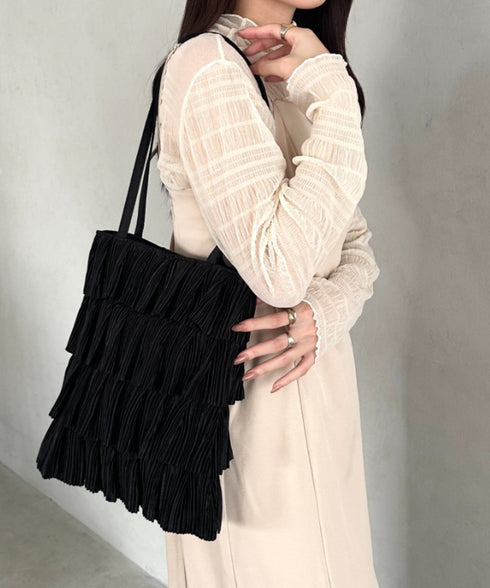 パーティーサブバッグ4段フリルパーティートートバッグ 結婚式/二次会/サブトート | MD1256015 | ブラック