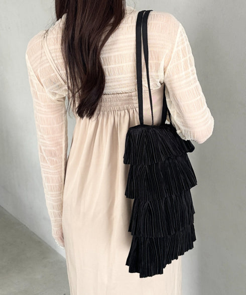 パーティーサブバッグ4段フリルパーティートートバッグ 結婚式/二次会/サブトート | MD1256015 | ブラック