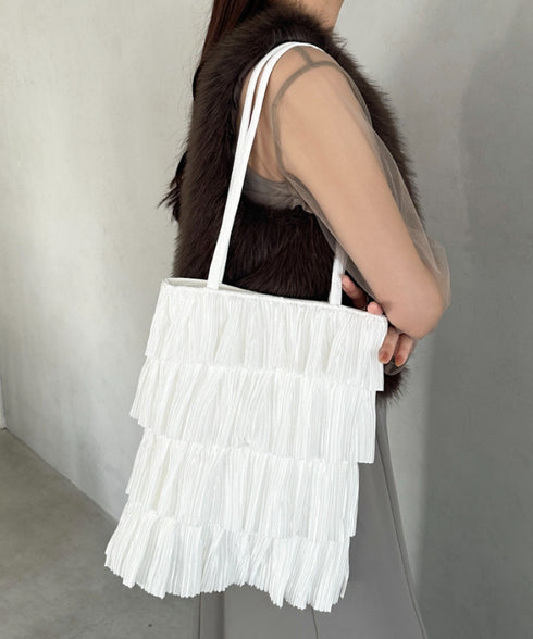 パーティーサブバッグ4段フリルパーティートートバッグ 結婚式/二次会/サブトート | MD1256015 | ホワイト