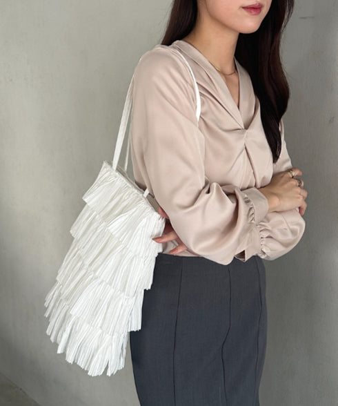 パーティーサブバッグ4段フリルパーティートートバッグ 結婚式/二次会/サブトート | MD1256015 | ホワイト