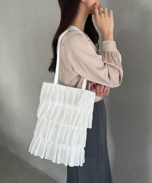 パーティーサブバッグ4段フリルパーティートートバッグ 結婚式/二次会/サブトート | MD1256015 | ホワイト