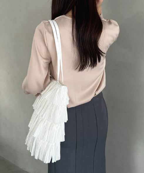 パーティーサブバッグ4段フリルパーティートートバッグ 結婚式/二次会/サブトート | MD1256015 | ホワイト