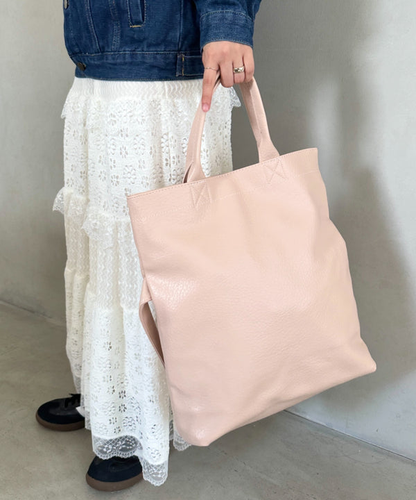 【A4収納可】通勤・通学 2WAY仕様PUトート ショルダーバッグ | MD1256017 | ピンク
