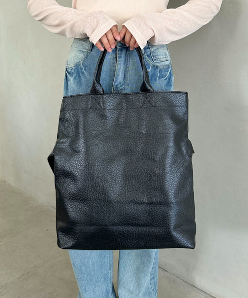 【A4収納可】通勤・通学 2WAY仕様PUトート ショルダーバッグ | MD1256017 | ブラック