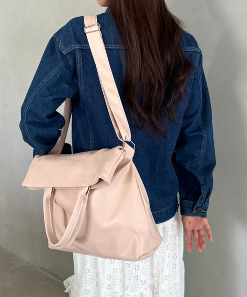 【A4収納可】通勤・通学 2WAY仕様PUトート ショルダーバッグ | MD1256017 | ピンク