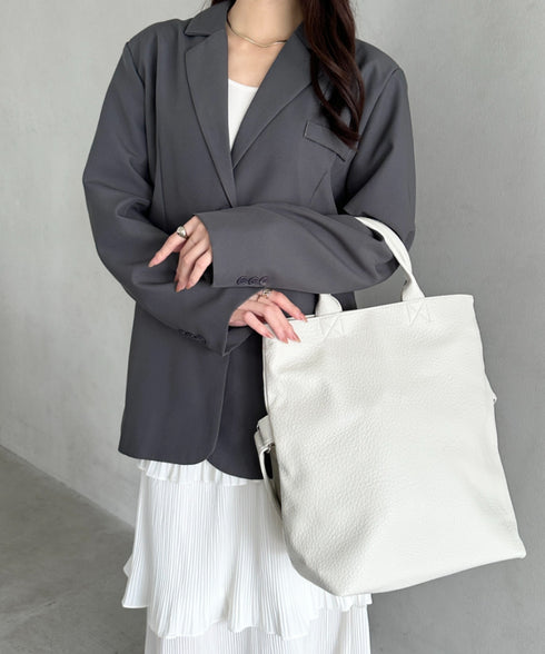 【A4収納可】通勤・通学 2WAY仕様PUトート ショルダーバッグ | MD1256017 | アイボリー