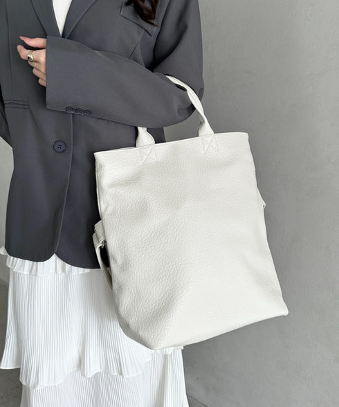 【A4収納可】通勤・通学 2WAY仕様PUトート ショルダーバッグ | MD1256017 | アイボリー