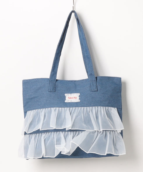 【A4収納可】フリル横型トートバッグ | WR1256013 | ブルー