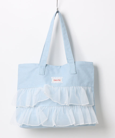 【A4収納可】フリル横型トートバッグ | WR1256013 | ライトブルー