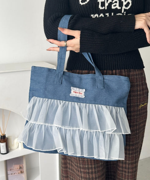 【A4収納可】フリル横型トートバッグ | WR1256013 | ブルー