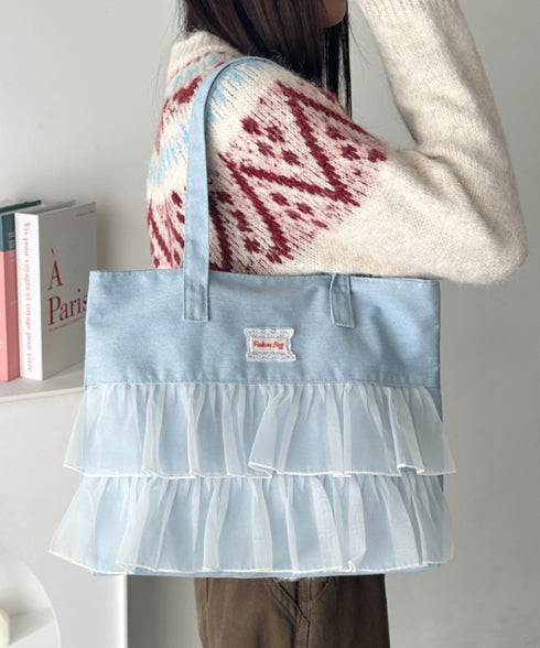 【A4収納可】フリル横型トートバッグ | WR1256013 | ライトブルー