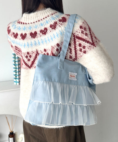 【A4収納可】フリル横型トートバッグ | WR1256013 | ライトブルー