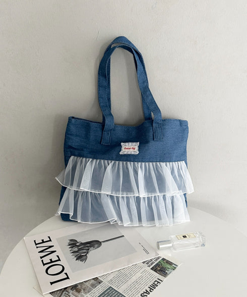 【A4収納可】フリル横型トートバッグ | WR1256013 | ブルー
