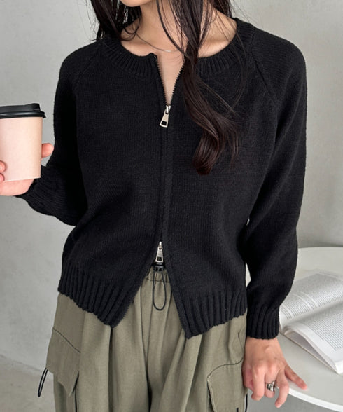 ダブルジップニットトップス | CL2256047 | ブラック