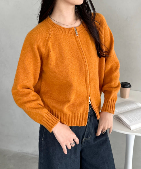 ダブルジップニットトップス | CL2256047 | オレンジ
