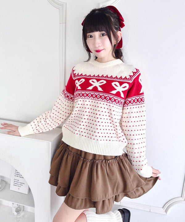 リボンノルディックニットプルオーバー | LO2254013 | アイボリー