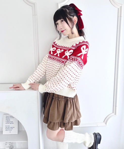 リボンノルディックニットプルオーバー | LO2254013 | アイボリー