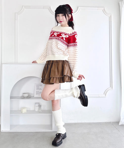 リボンノルディックニットプルオーバー | LO2254013 | アイボリー