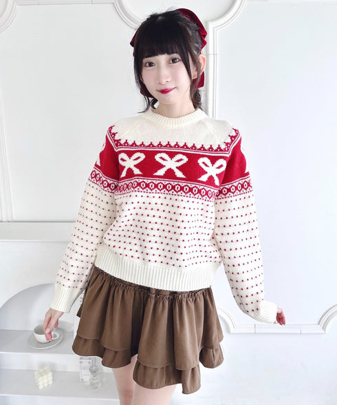 リボンノルディックニットプルオーバー | LO2254013 | アイボリー