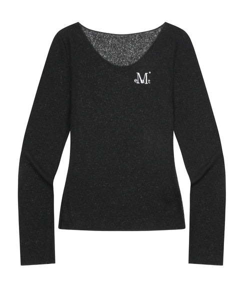 MUCENT(ムセント)/シアートップス シアーニット シースルーニット ロングスリーブ/LUEUR SEE THROUGH V NECK KNIT | AT2253080 | ブラック