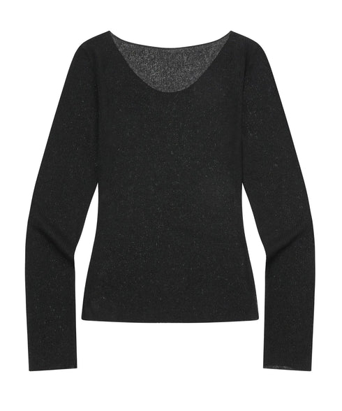 MUCENT(ムセント)/シアートップス シアーニット シースルーニット ロングスリーブ/LUEUR SEE THROUGH V NECK KNIT | AT2253080 | ブラック