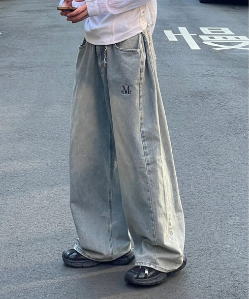 MUCENT(ムセント)/ユニセックス ピンタック ワイド デニム パンツ/PENTA SIDE PINTUCK DENIM PANTS | AT2253085 | ダークブルー
