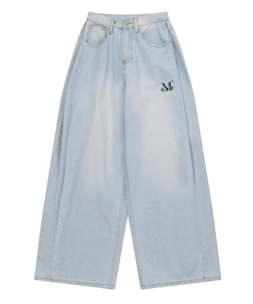 MUCENT(ムセント)/ユニセックス ピンタック ワイド デニム パンツ/PENTA SIDE PINTUCK DENIM PANTS | AT2253085 | ライトブルー