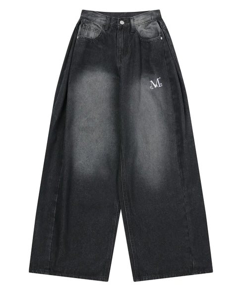 MUCENT(ムセント)/ユニセックス ピンタック ワイド デニム パンツ/PENTA SIDE PINTUCK DENIM PANTS | AT2253085 | ブラック