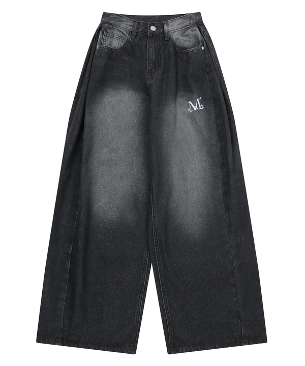 MUCENT(ムセント)/ユニセックス ピンタック ワイド デニム パンツ/PENTA SIDE PINTUCK DENIM PANTS | AT2253085 | ブラック