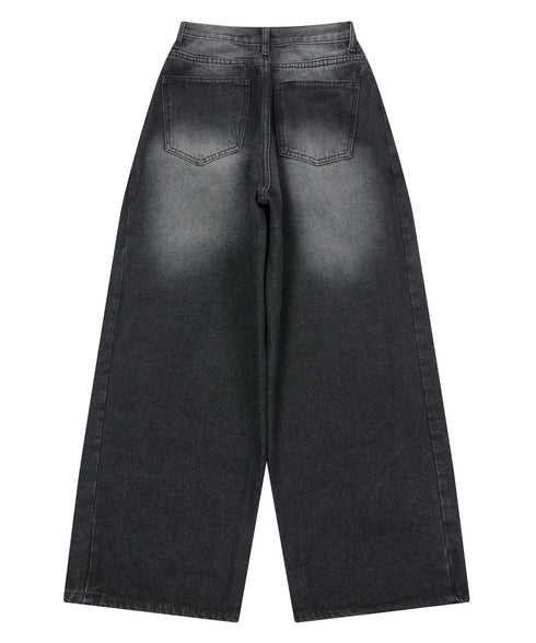 MUCENT(ムセント)/ユニセックス ピンタック ワイド デニム パンツ/PENTA SIDE PINTUCK DENIM PANTS | AT2253085 | ブラック