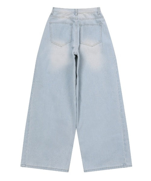 MUCENT(ムセント)/ユニセックス ピンタック ワイド デニム パンツ/PENTA SIDE PINTUCK DENIM PANTS | AT2253085 | ライトブルー