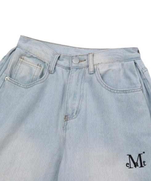 MUCENT(ムセント)/ユニセックス ピンタック ワイド デニム パンツ/PENTA SIDE PINTUCK DENIM PANTS | AT2253085 | ライトブルー