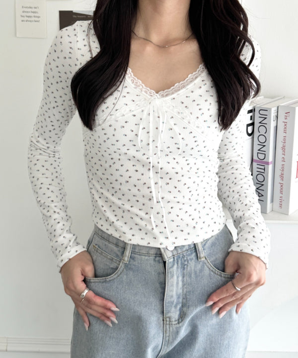 リボン付きレースカットソー | WR2253028 | ホワイト