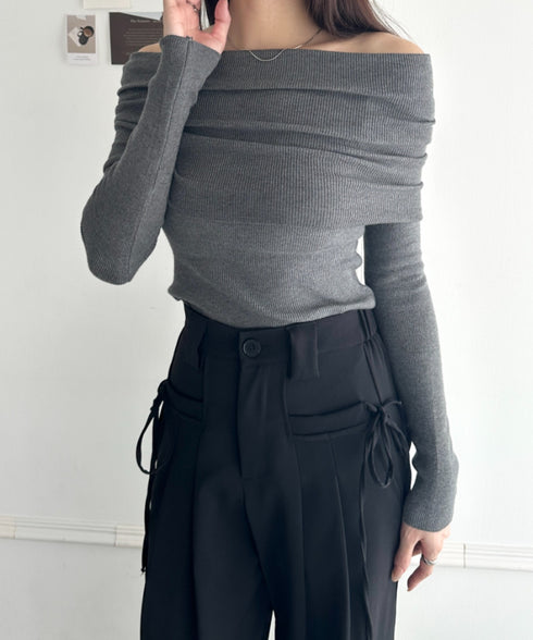 オフショルニットトップス | WR2253029 | チャコールグレー
