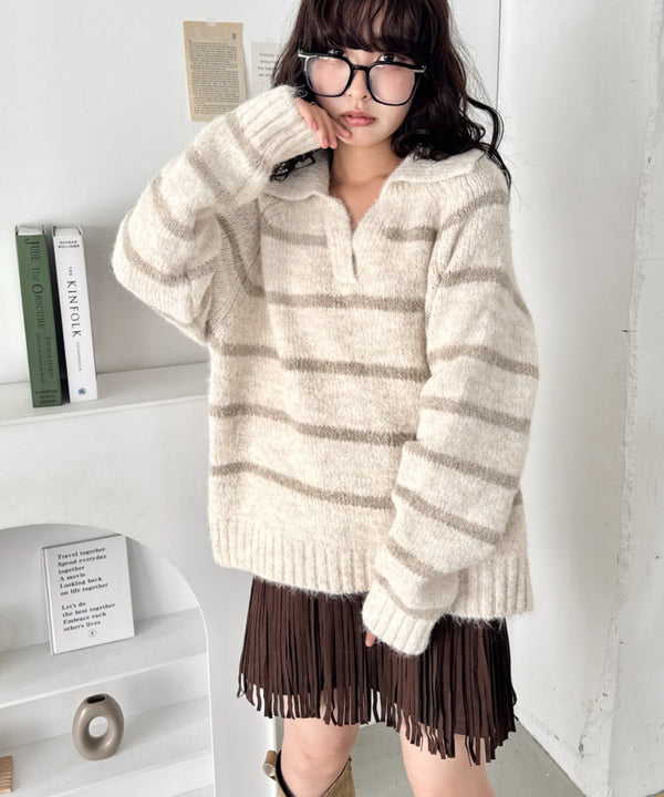 ボーダースキッパーニットプルオーバー | SL2254016 | オフホワイト