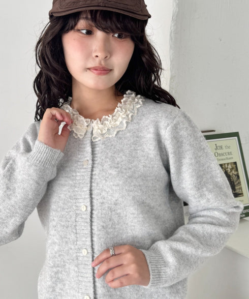 フリルネックニットカーディガン | SL2256110 | グレー