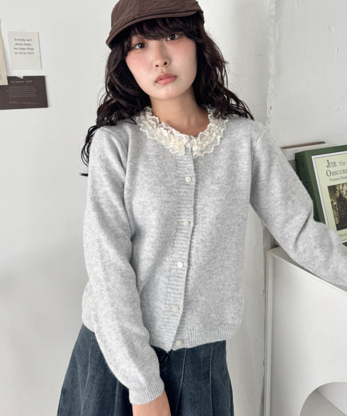フリルネックニットカーディガン | SL2256110 | グレー