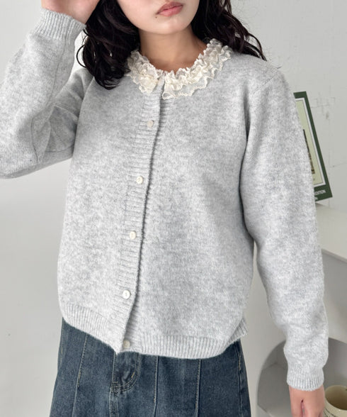 フリルネックニットカーディガン | SL2256110 | グレー