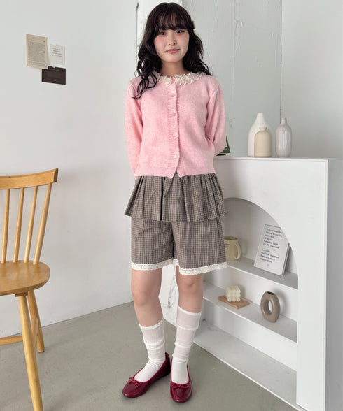 フリルネックニットカーディガン | SL2256110 | ピンク