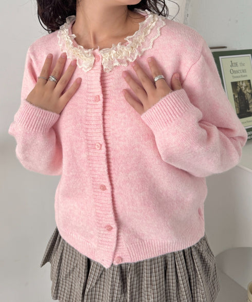 フリルネックニットカーディガン | SL2256110 | ピンク