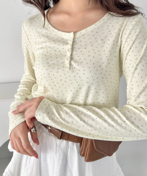 小花柄ヘンリーネックリブトップス | SL2253023 | アイボリー